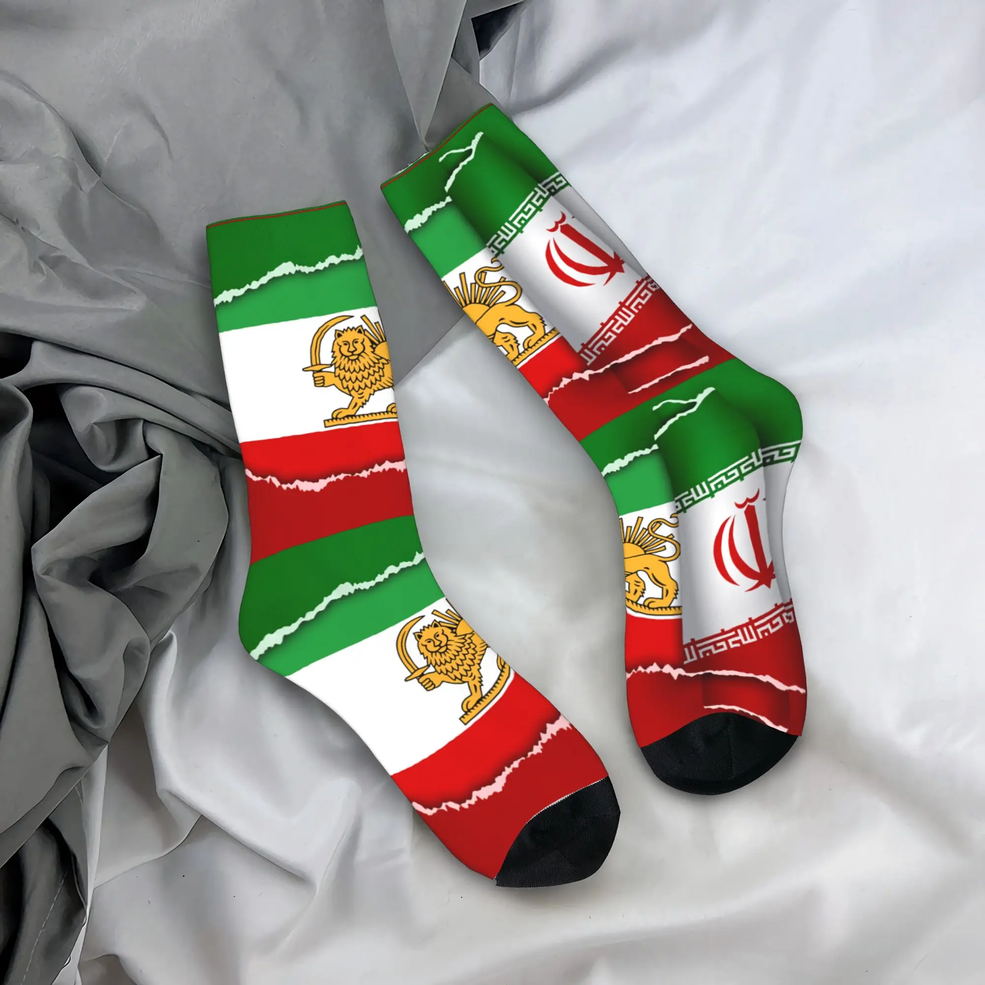 

Flag Of Iran Iranian Socks Autumn Stockings Gothic Men Warm Soft Socks Graphic Cycling Non-Slip Socks
