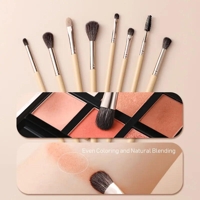 مجموعة فرش مكياج نباتية مكونة من 13 قطعة، فرش شعر الماعز ذات نهاية مزدوجة، جودة احترافية لمكياج الكراميل