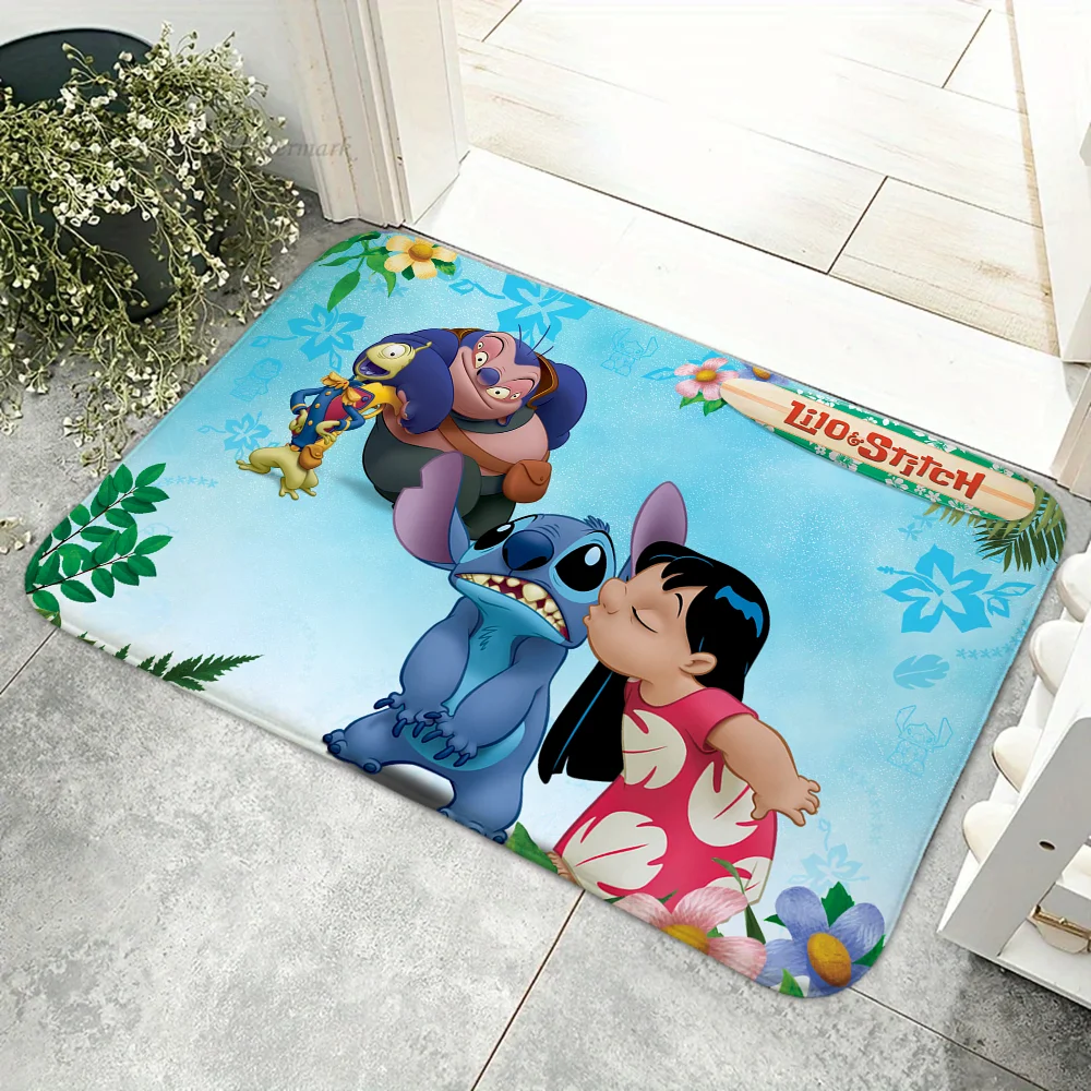 1pc MINISO Disney S-Stitch Floor Mat Floor Mat Anti-Slip Kitchen Bedroom Handmade Tufted Rug Carpet Living Room Entrance Rug