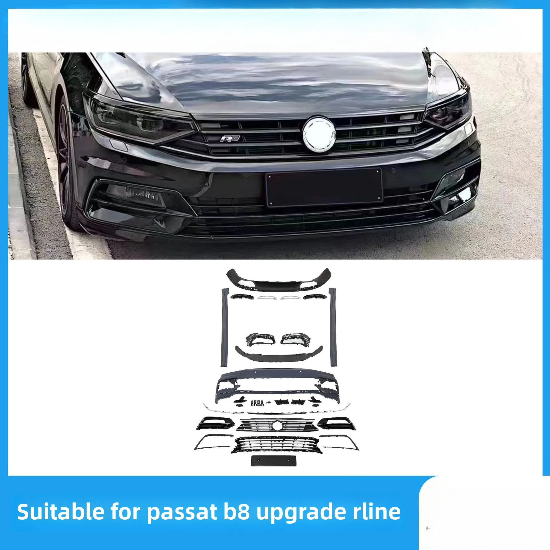 

Подходит для обновленного бампера Rline Passat B8 2015-2019 с низкой посадкой