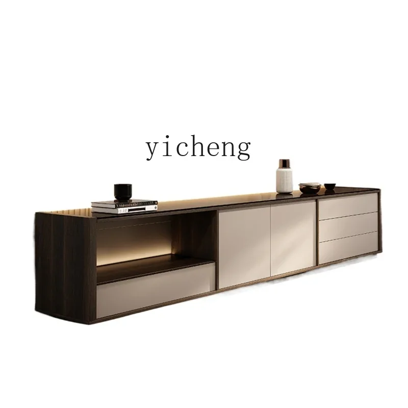 ZZXL TV cabinet coffee table combination Italian light luxury living room floor storage storage integrated