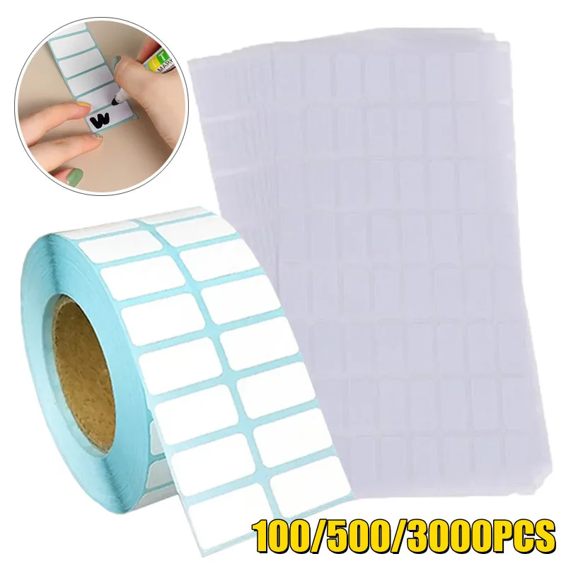 

100/500/3000PCS Direct Thermal Removable Blank Labels Rectangle Self-Adhesive Writable Barcode Supermarket Sticker