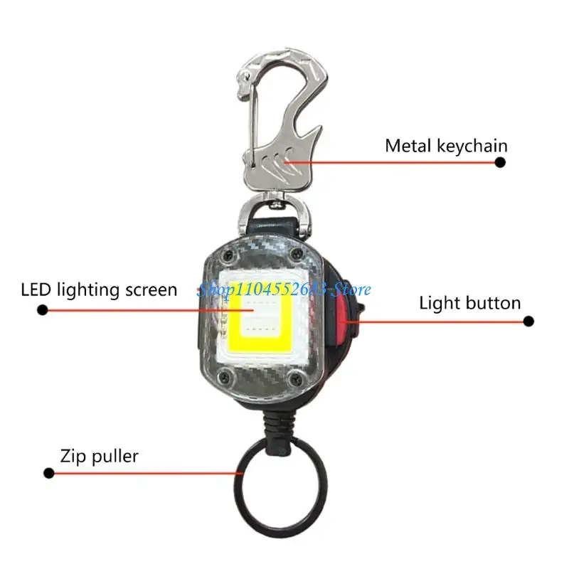 Y6GD Adjustable Carabiner Clip LED Light Double Lighting Modes 81.5cm Steel Rope