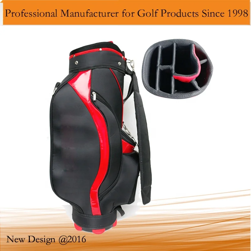 7 dividers Black and red polyester golf bags, golf cart bags