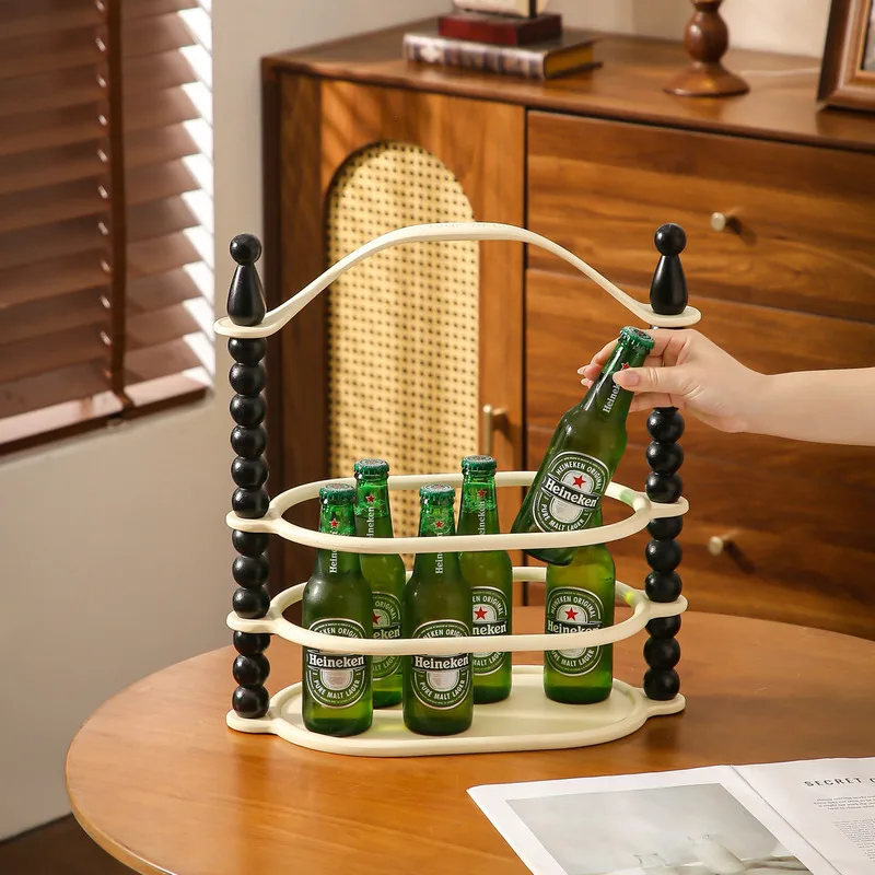 Decorative multi-layer storage rack, creative beer and wine glass holder, beer-themed desktop organizer, multi-functional storag