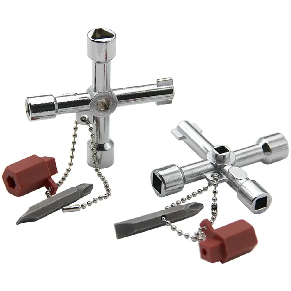 chave-multifuncional-4-em-1-de-metal-prateada-para-reparo-de-valvulas-de-elevadores-e-gabinetes-chave-de-fenda-triangular-e-quadrangular