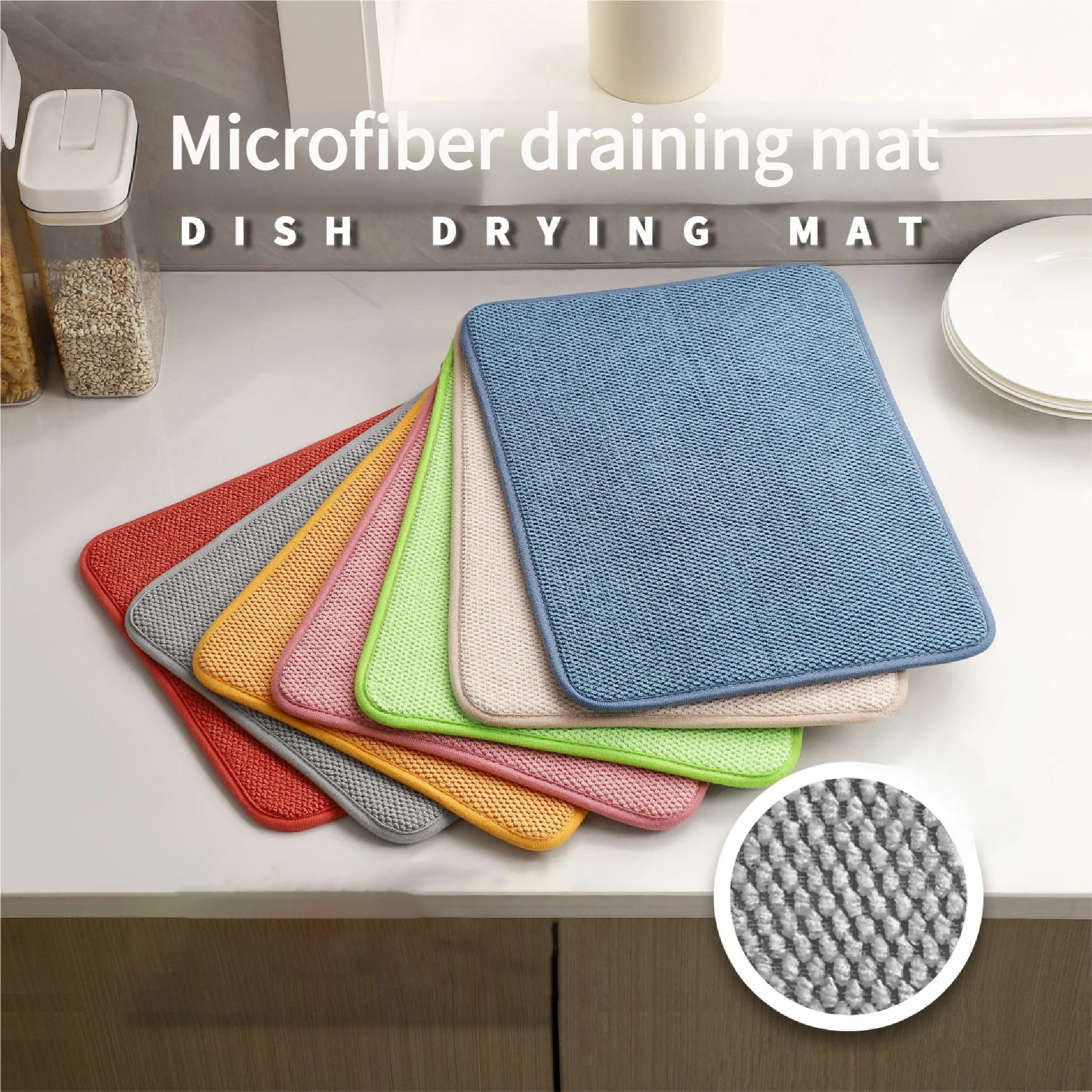 

Kitchen Non-slip Draining Pad Quick Dry Tableware Placemat Microfiber Absorbent Table Placemat Non Slip Heat Resistan