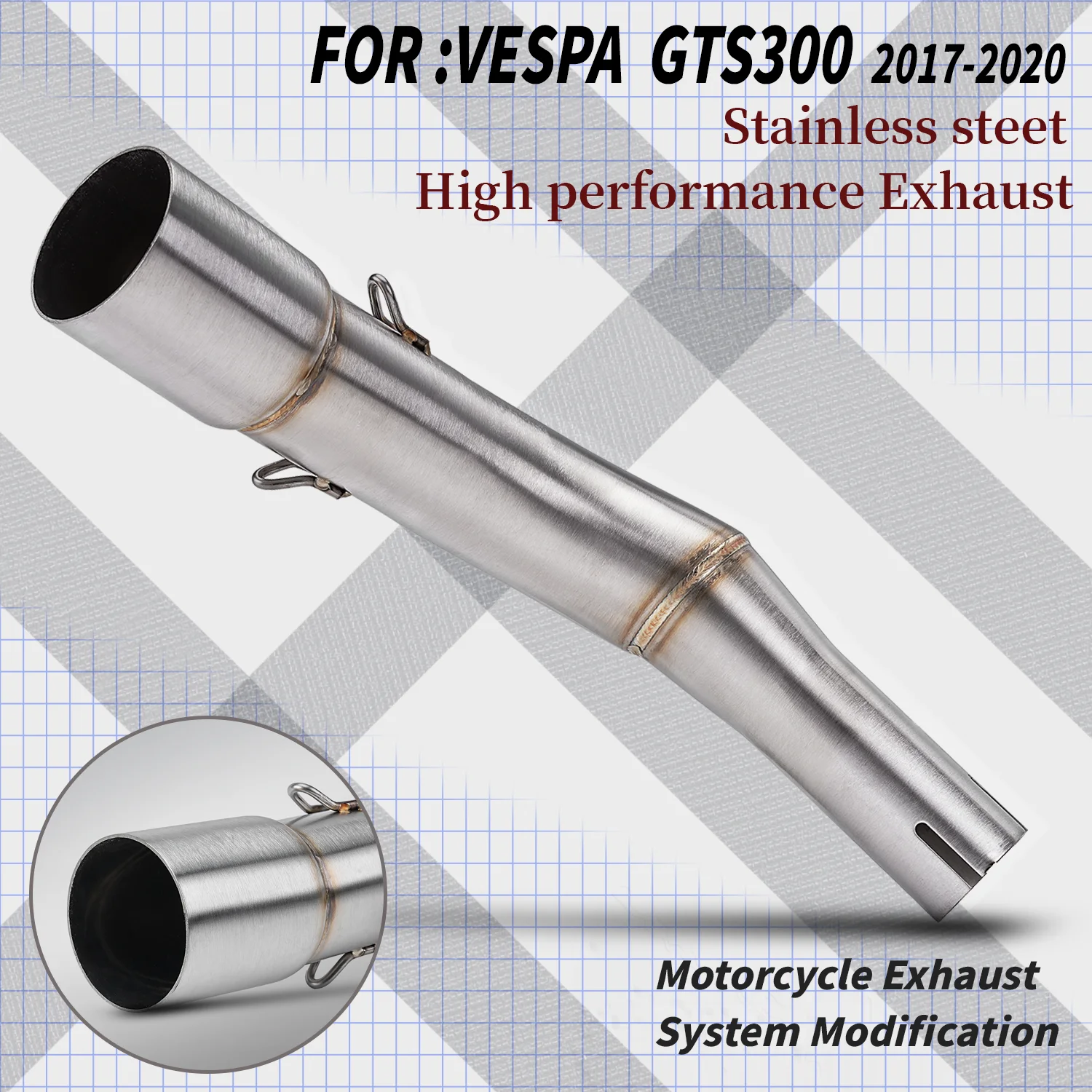 

Выхлопной коллектор AB для мотоциклов Vespa GTS300 GTS 250 2017-2020, нержавеющая сталь, 51 мм, промежуточная соединительная труба, комплект для скутера