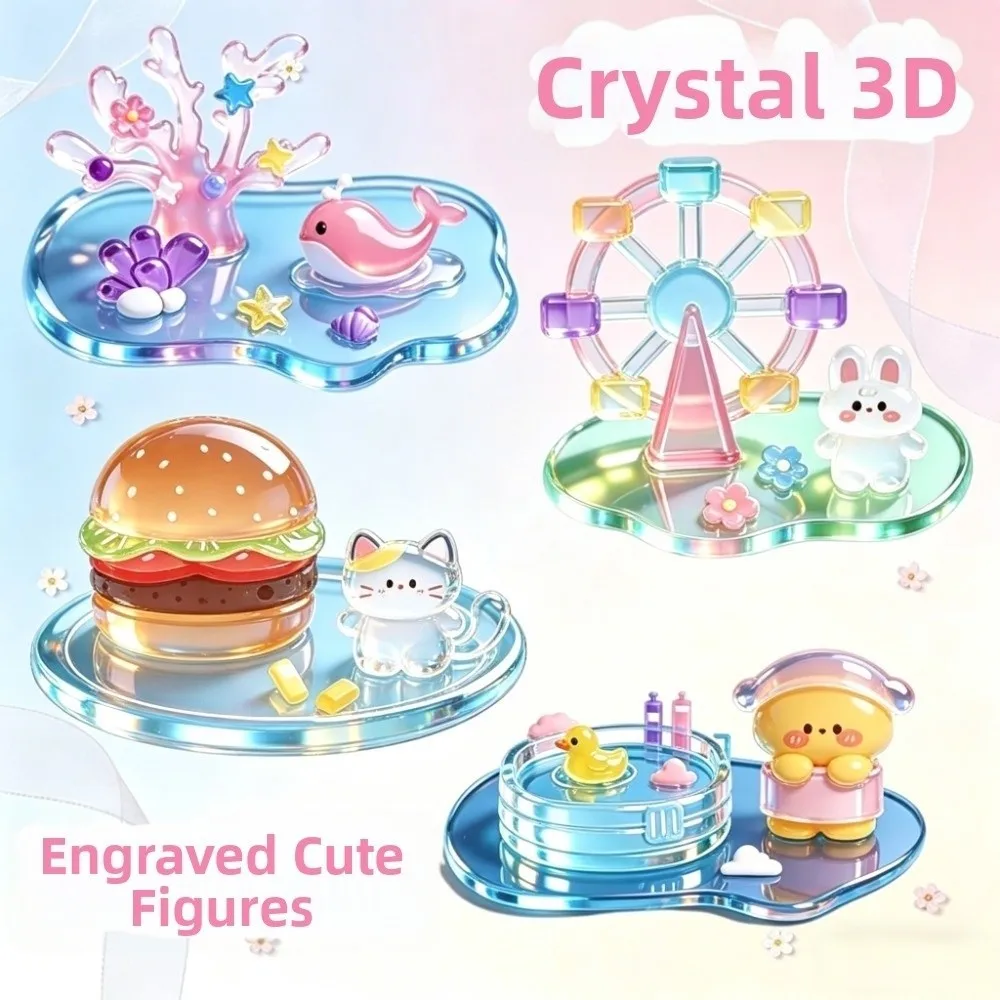 

Drop Glue 3D DIY Crystal Stickers Bear Rabbit Handcraft Cartoon Stacking Stickers Removable Waterproof Relief Ornament Stickers