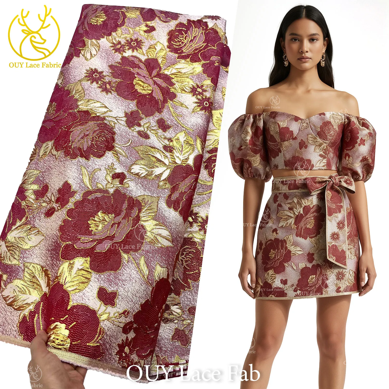 

5 ярдов, хит продаж, африканская жаккардовая кружевная ткань, 2026, высококачественная нигерийская кружевная ткань для женского праздничного платья, швейный материал