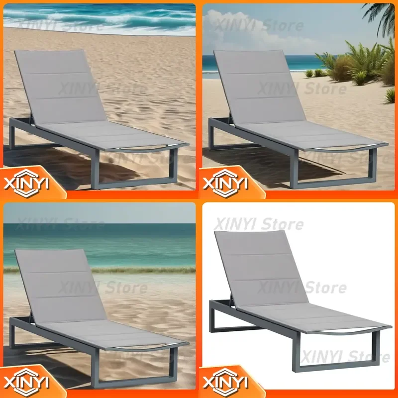 Aluminum Five-Position Adjustable Back Folding Lounger for Outdoor Garden Beach Villa Leisure Use