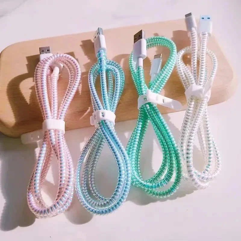 1/2Pcs 1.6M Mermaid Telephone Data Protection Rope Color Advanced Environmental Protection Material Wrapped Cable
