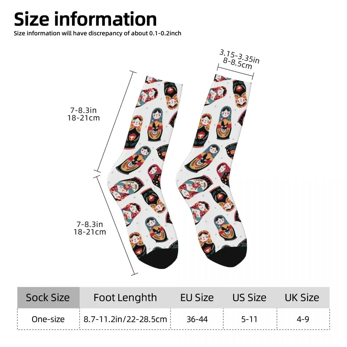 Colorful Russian Dolls Crazy Men's Socks Unisex Matryoshka Russian Doll Harajuku Seamless Printed Funny Crew Sock Boys Gift