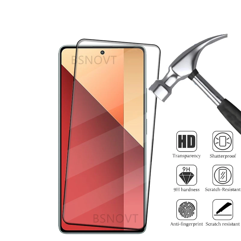 1/2/3/4PCS For Xiaomi Redmi Note 13 Pro Glass Redmi Note 13 Tempered Glass Full Cover Glue 9H Screen Protector Redmi Note 13 Pro