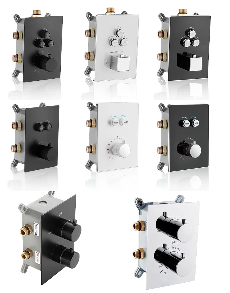 Solide Messing Ventil Verborgen Thermostat Trim Mit Zwei oder Drei Funktion Control Matt Schwarz Thermostat Dusche Wasserhahn