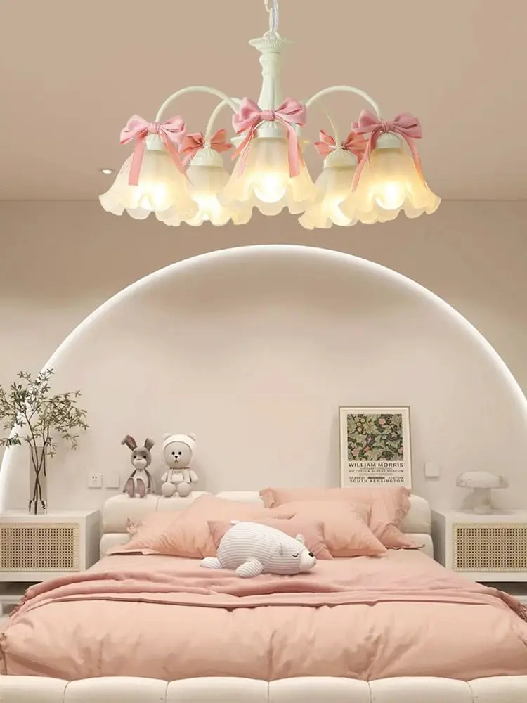 bow cute living room creative countryside children's room princess style pendant light