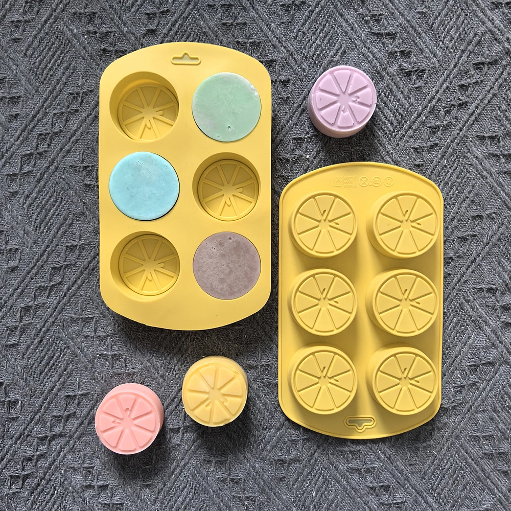 قطعة واحدة من قالب السيليكون على شكل ليمون مكون من 6 تجويف، يستخدم للشوكولاتة والحلويات والبسكويت وقوالب الخبز غير اللاصقة بنفسك