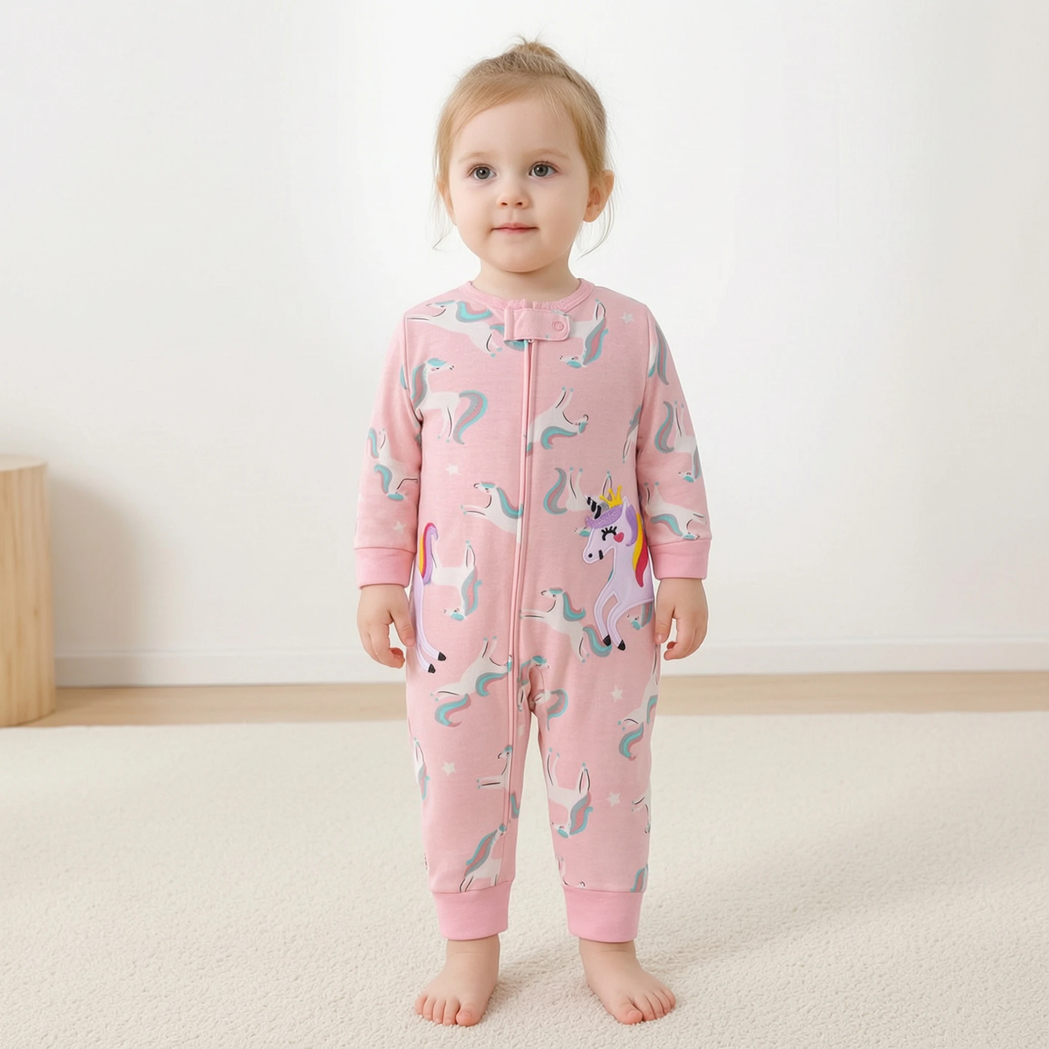 6-24M Infant Girls Double Sided Cotton Zipper Romper Striped Cartoon Print Animal Embroidery Jumpsuit All Seasons Baby Clothes