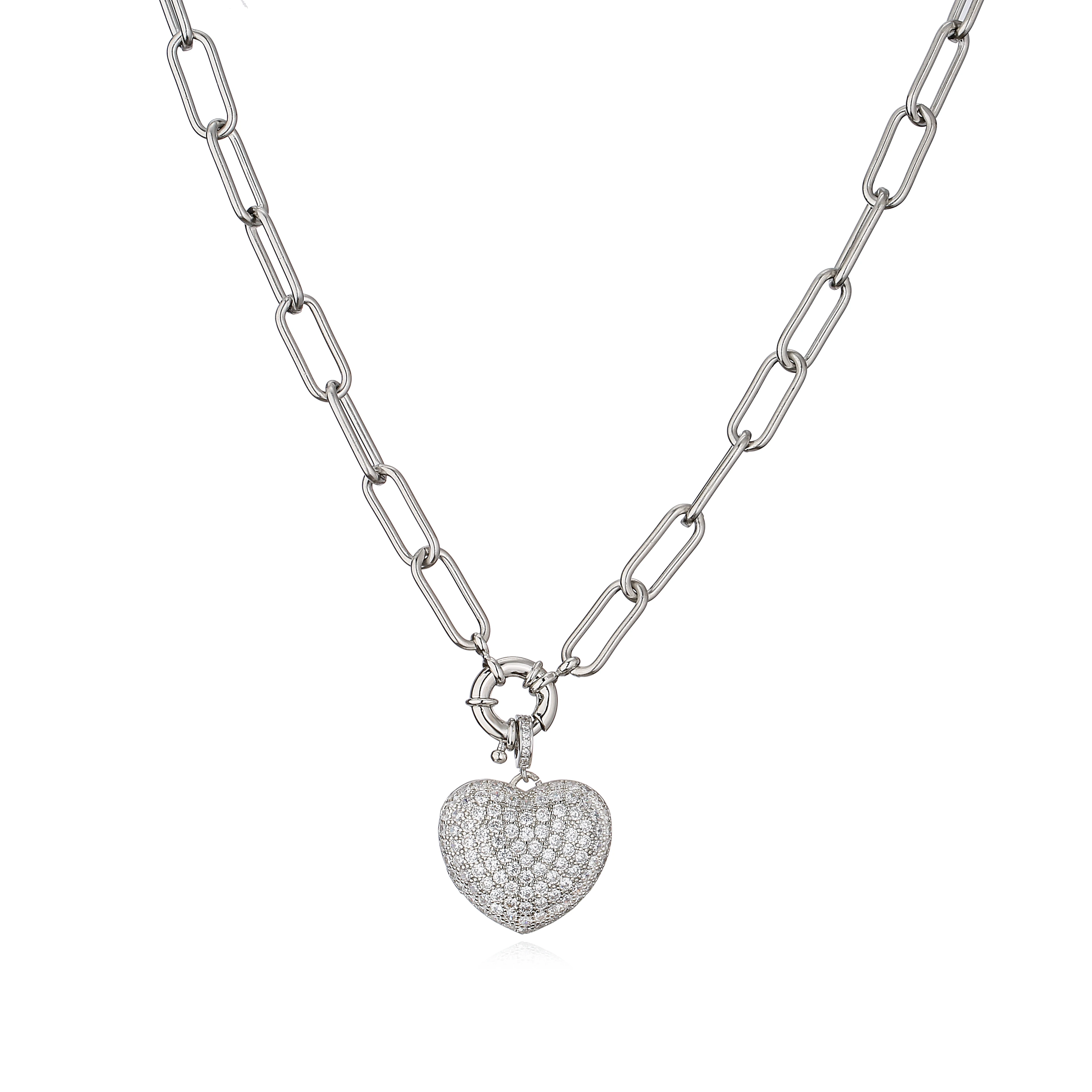 HECHENG, AAAAA Cubic Zirconia Women Heart  Earrings Ring Necklace Jewelry Set, Cooper 18K Plated Love Anniversary Gift