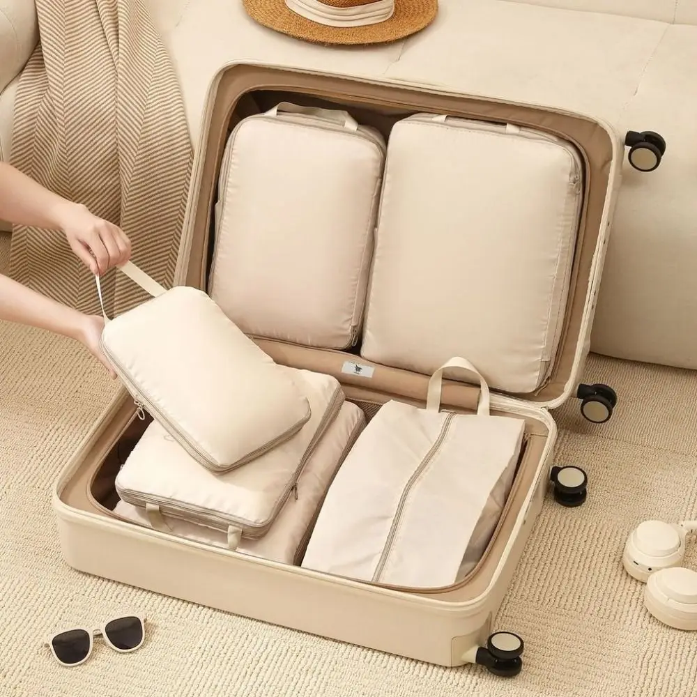 6Pcs/Set Large Capacity Luggage Compression Bag Dampproof Space-Saving Travel Organizer Bags Washable Folding Packing Cubes Set