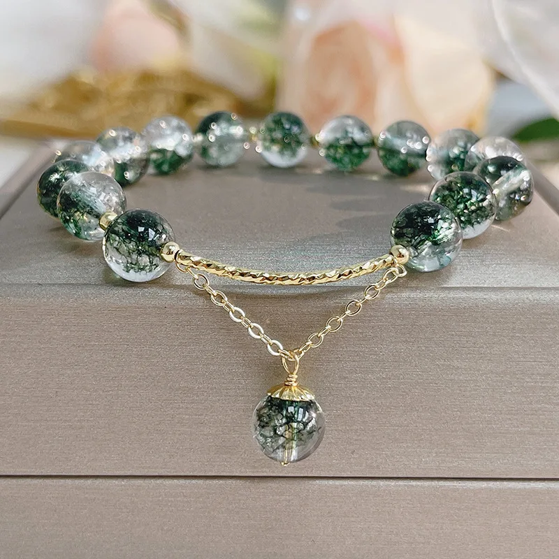 

Mori Girl Crystal Bracelet Vacation Style All-Match Green Phantom Quartz Bracelet Graduation Season Opening Season Classmates Gi