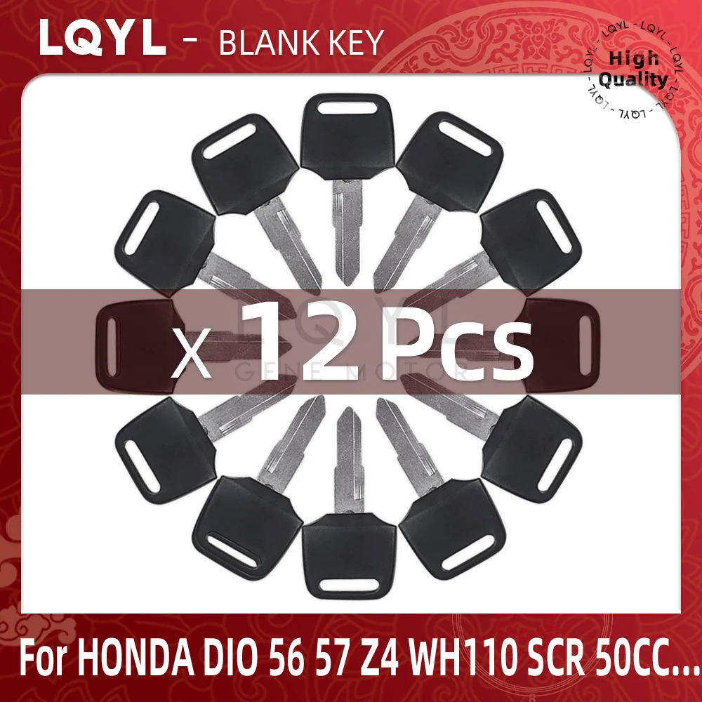 12Pcs New Blank Key Motorcycle Replace Uncut Keys For HONDA DIO 56 57 Z4 125 SCR100 WH110 SCR WH 100 110 scooter 50CC Zoomer