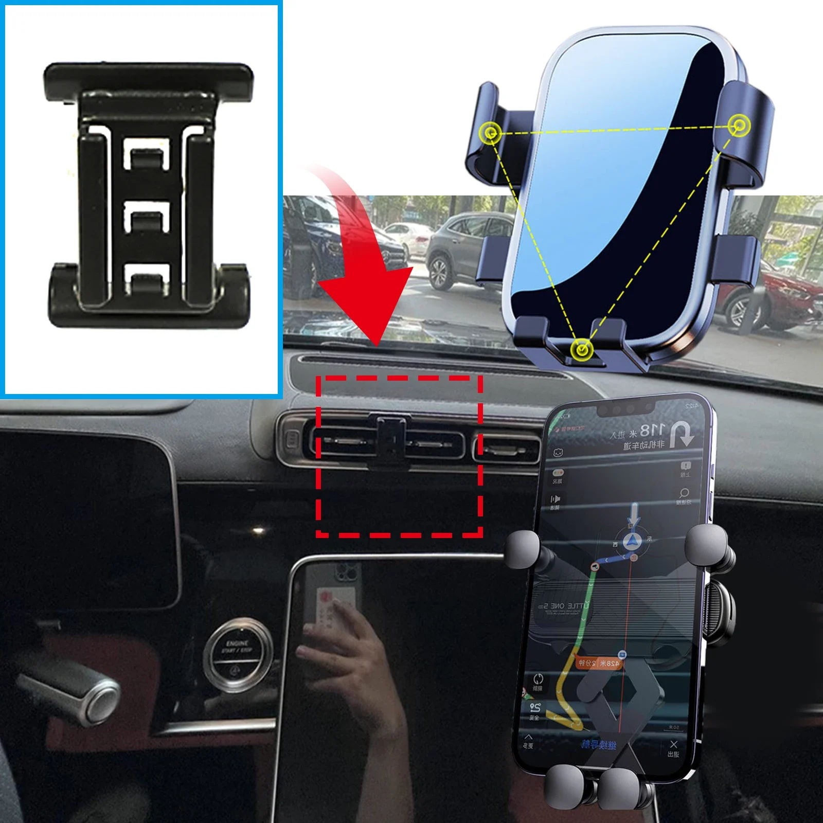 اكسسوارات حامل هاتف السيارة المحمول لمرسيدس بنز S الفئة S S450 S500 S600 W223 2021 ~ 2025 نظام تحديد المواقع قوس الملاحة حامل السيارات #3