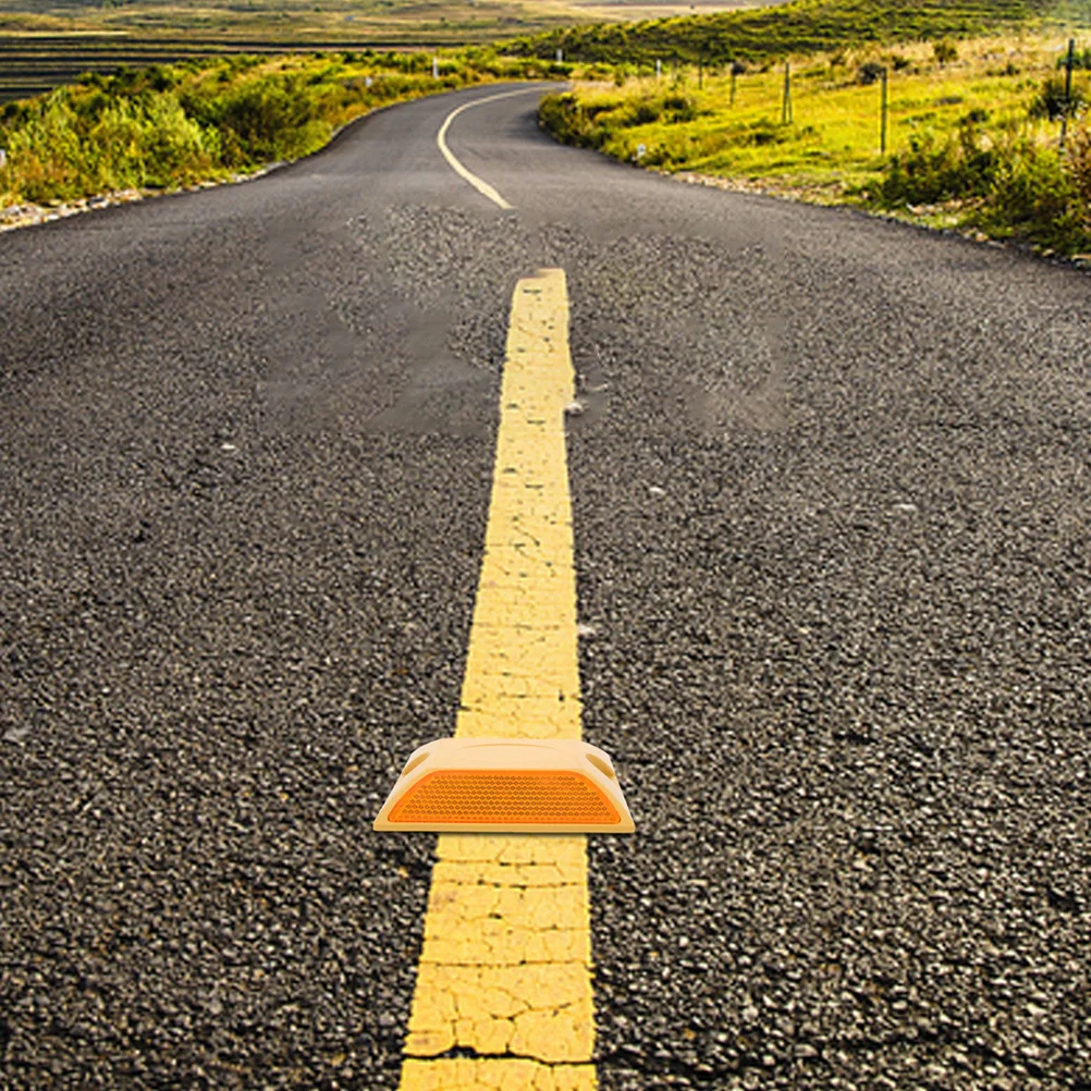 

4Pcs Dual-Sided Reflective Plastic Road Studs Raised Highway Driveway Markers Durable High Visibility Pavement Reflectors