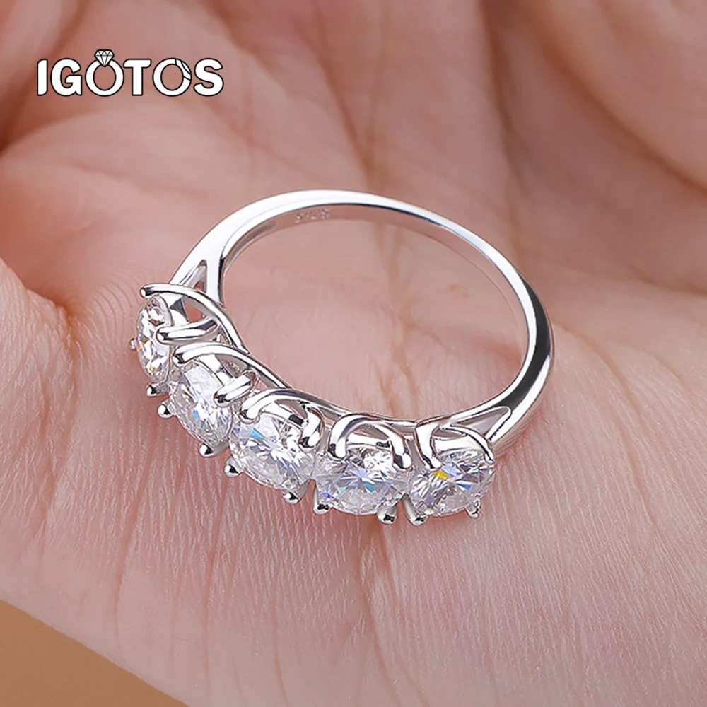 

Кольца с муассанитами и бриллиантами (2.5cttw/5cttw) с пятью камнями для женщин, из стерлингового серебра S925, полукольца с бриллиантами, обручальные кольца, свадебные украшения