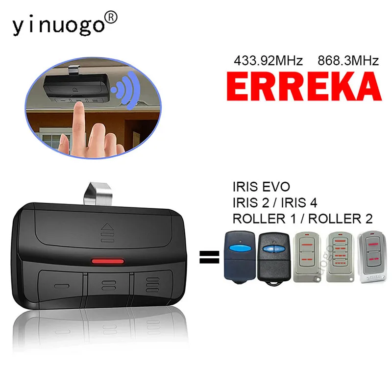 

Compatible With ERREKA SOL LIRA VEGA ROLLER 433 868 Garage Door Opener 433.92MHz 868.3MHz ERREKA Remote Control Model LIRA