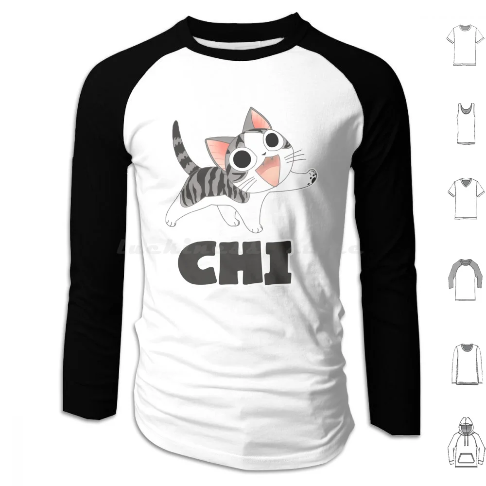 

Happy Cat Chi Gray-White Anime , Manga Animal Lover Hoodies Long Sleeve Cute Meow Kawaii Manga Anime Chi Cat Sweet Home