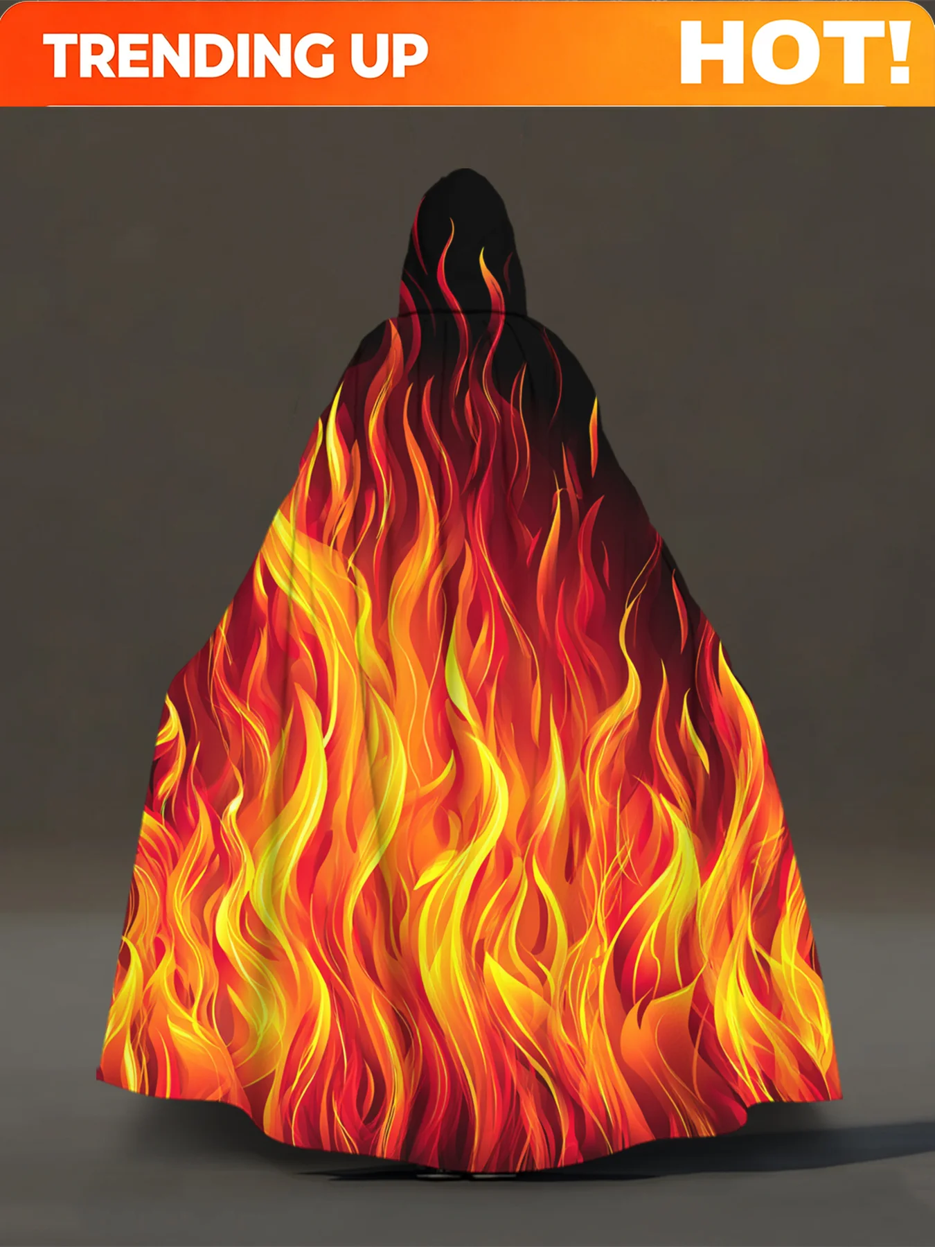 Customization 2d Flat Robes, 1pc, Fiery Flames Illustration Pattern Hooded Capes, Costume Cloak For Cosplay, Halloween,Carnival