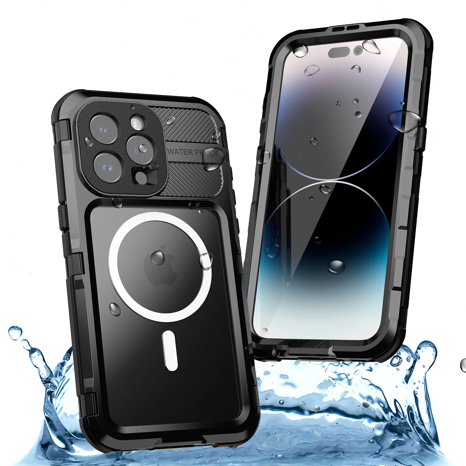 Military Grade DropProof IP68 WaterProof Silicone Aluminum Metal Case For iPhone 16 15 14 Pro Max Plus Swim Diving Climb