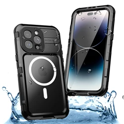Militaire kwaliteit valbestendig IP68 waterdicht siliconen aluminium metalen behuizing voor iPhone 16 15 14 Pro Max Plus zwemmen duiken klimmen