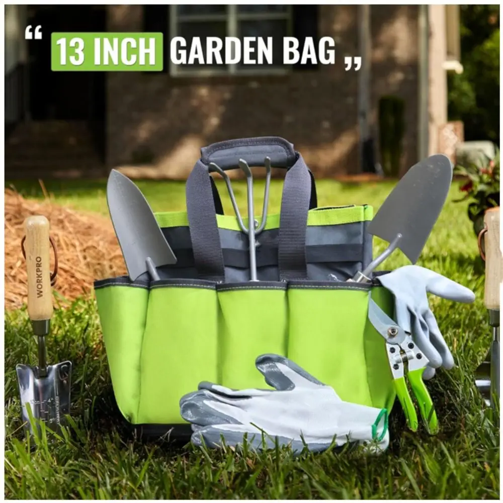 Heavy Duty Garden Tool Organizer 8 Pockets Plastic Base Garden Tool Bag Tool Organization Oxford Woodworking Handheld Tool Bag