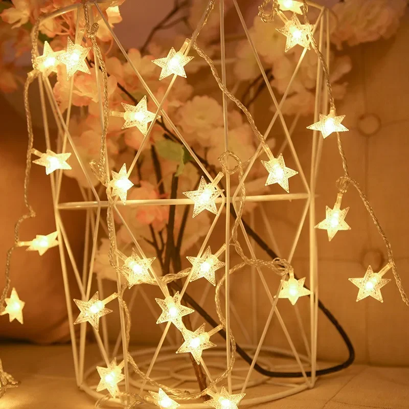 Łańcuchy świetlne LED Outdoor Star Christmas Garland Fairy Lights Wedding Party Home Garden Xmas Tree Lamp New Year Decoration