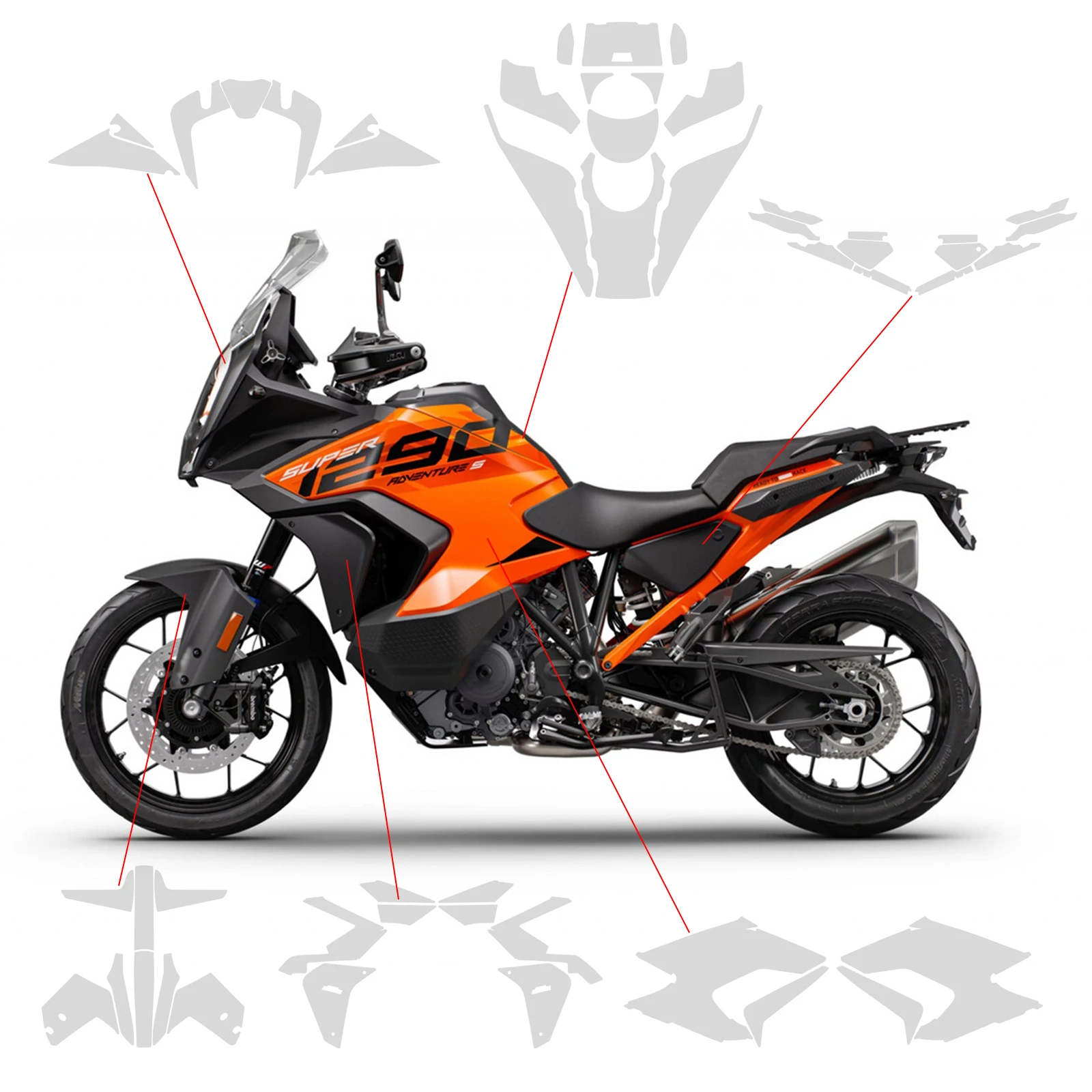 1290 Super Adv S Paint Protective Film For KTM 1290S uper Adventure S Motorcycle Fairing Protection Transparent TPU PPF body kit