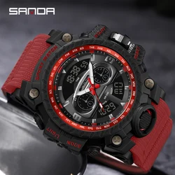 2023 Sanda Herenhorloges Sport Militair Quartz Horloge 50M Waterdicht Dubbel Display Digitaal Polshorloge Voor Mannelijke Relogio Masculino