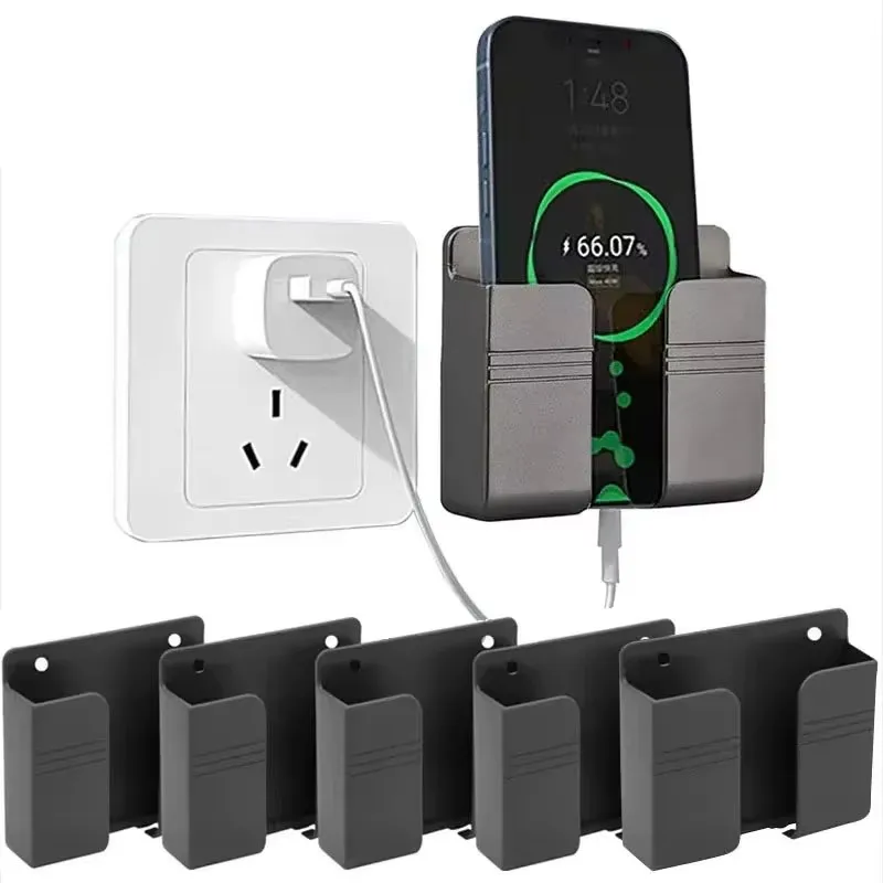 1/2/3/4pcs Mobile Phone Wall Mount Bracket Punch-Free Hook Kitchen Bathroom Toilet Toilet Bedroom Wall-Mounted Storage Rack