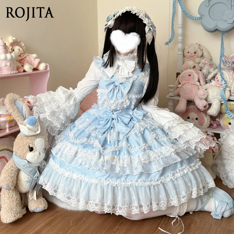 

Lace Stitching Sleeveless Lolita Dress Sweet Girl Gorgeous Bridal JSK Strap Dress for Women