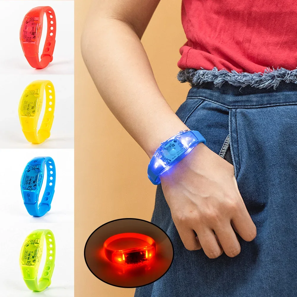 Silicone Button Controlled LED Light Bracelet Activated Glow Flash Bangle Wristband Gift Wedding Party Favor Halloween Christmas