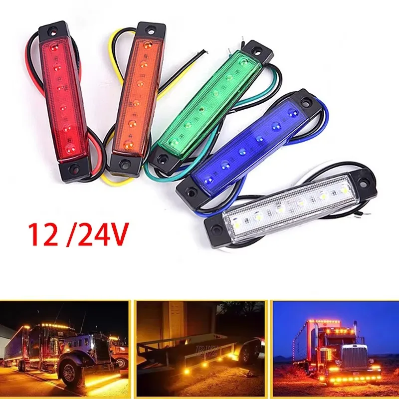 Car External LED Lights 24V 12V 6LED Auto Bus Truck Trailer Side Marker Indicators light Car Signal Brake Rear Warning Tail