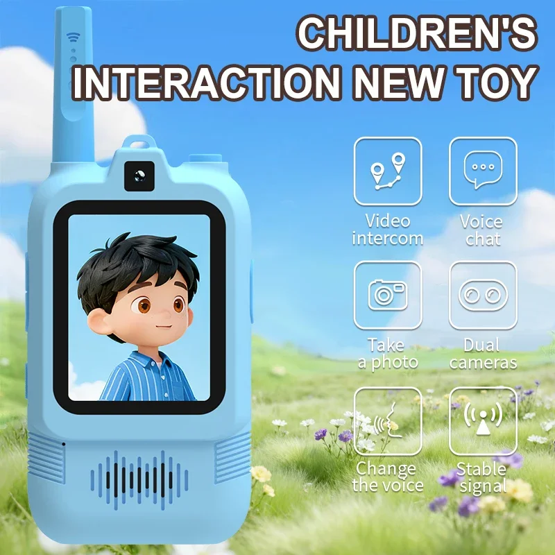 Walkie Talkie de vídeo para niños con pantalla HD de 2 ", cámara Dual, intercomunicador de llamada HD recargable con un solo clic para tecnología de dispositivos para niños
