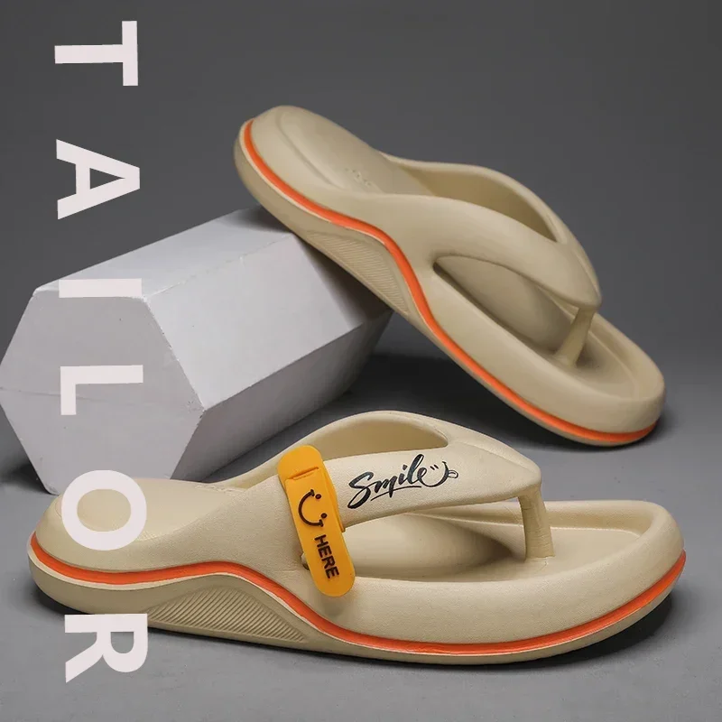 

Шлепанцы, мужские сандалии-стринги, лето 2024, новая мужская обувь, нескользящие шлепанцы из ЭВА на толстой подошве, уличная домашняя обувь для пар