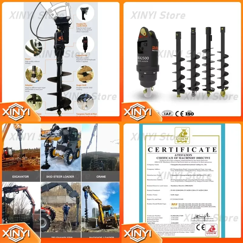 High Torque Hydraulic Auger Drill Bit for Tractor Crane Backhoe Ideal for Earth Drilling Project