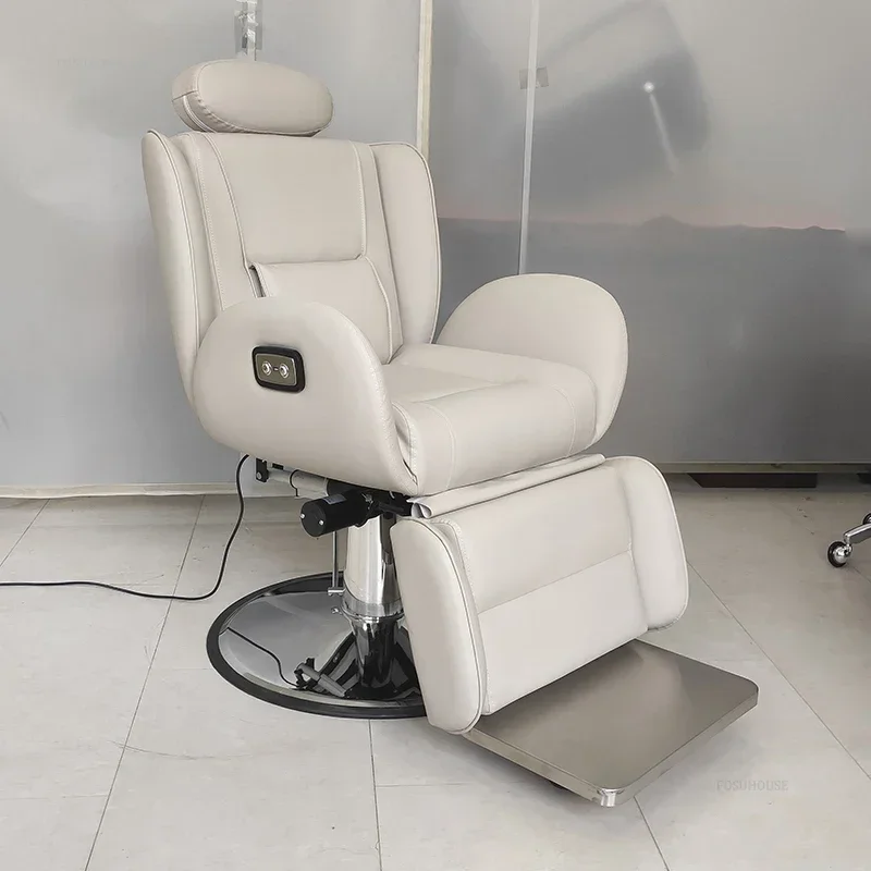 #High-end Barber Chairs Electric Lifting and Tilting Hair Chair Salon Furniture Hairdressing Shop Large Chassis Shampoo Chairs C