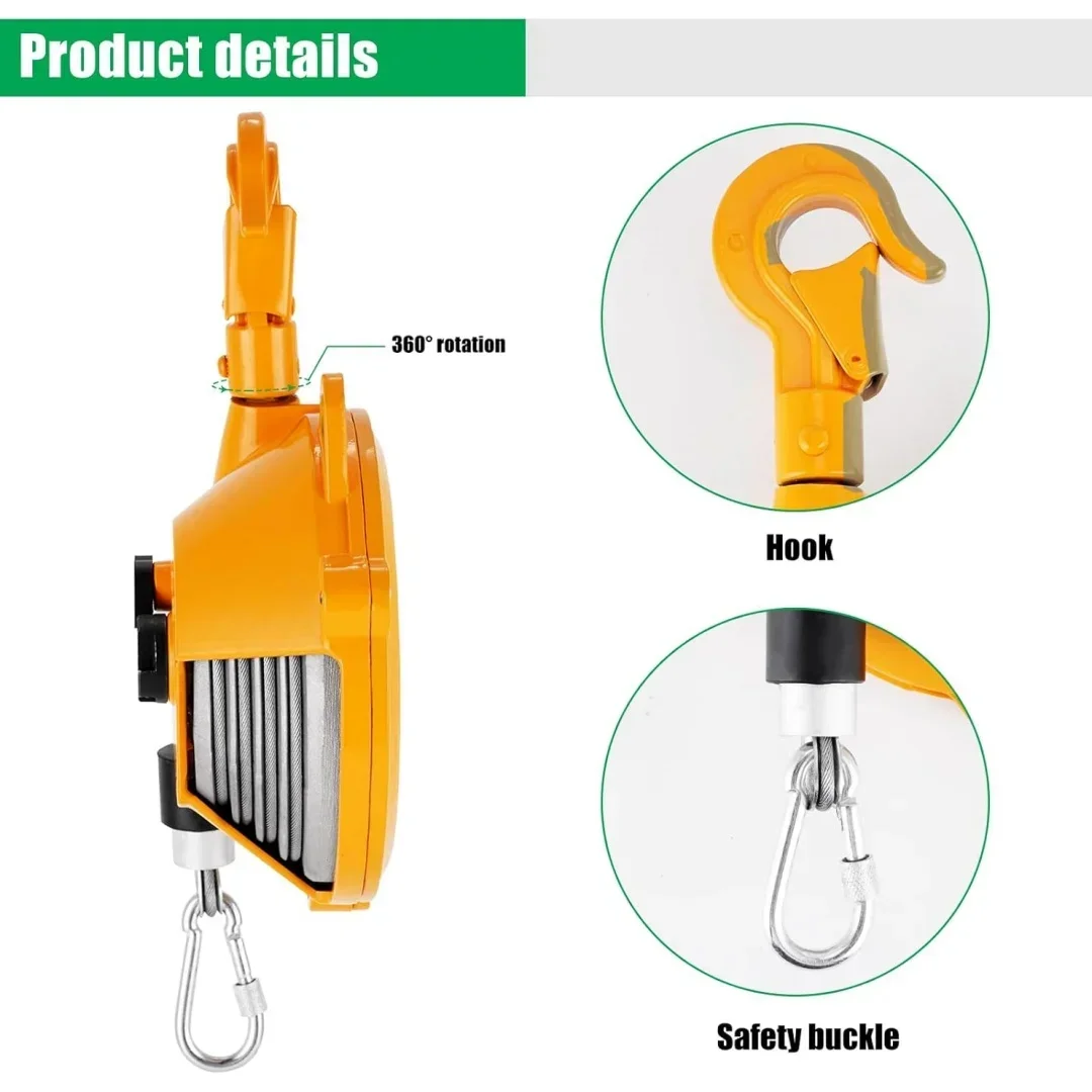5-7KG Spring Balancer Retractable Tool Lifting Hook Spring Holder Balancer Steel Wire Rope Balance Lifting Jack 1.5M for Factory - view 3