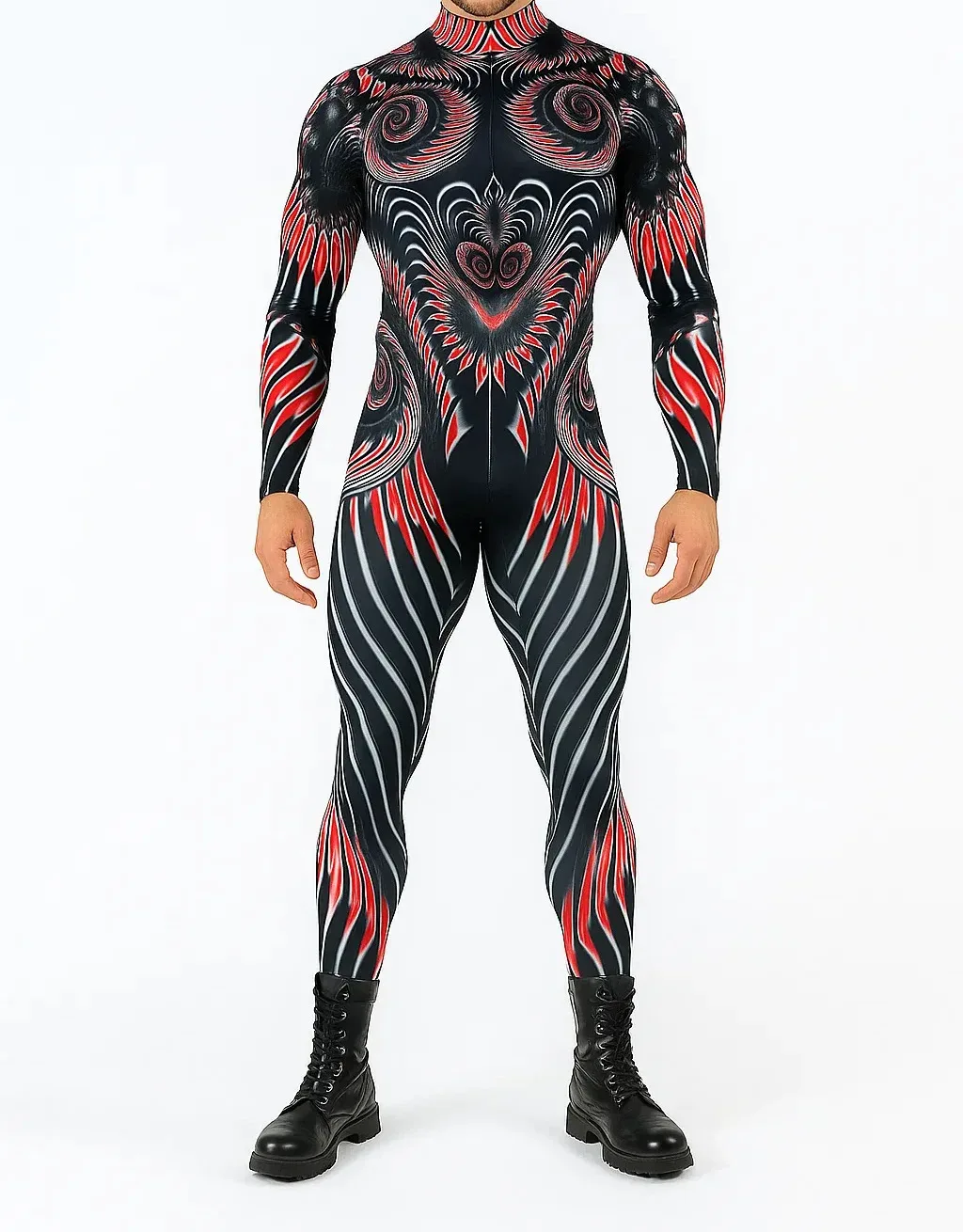 Herren Halloween Punk Jumpsuit 3D Digitaldruck Bodysuit Erwachsenen Zentai Cosplay Karneval Bühnenauftritt Catsuit Radsportkostüm – Detail 17