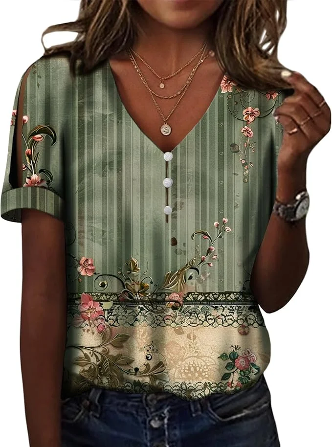 2025 Camicia da donna allentata di nuovo stile Camicia da lavoro casual Camicia da donna estiva in bianco e nero versatile con scollo a V e bottoni di perle