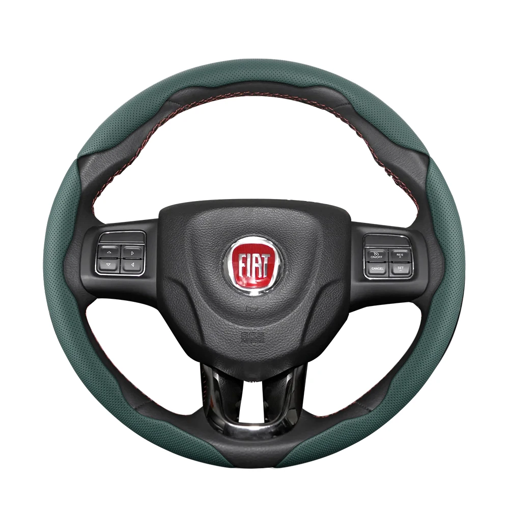 Housse de volant en cuir à trou respirant pour Fiat, conception segmentée à dégagement rapide, antidérapante et durable 500 Grande Punto Evo Ducato Bravo Tipo Linea Albea Panda 124 Spider 500X 500L